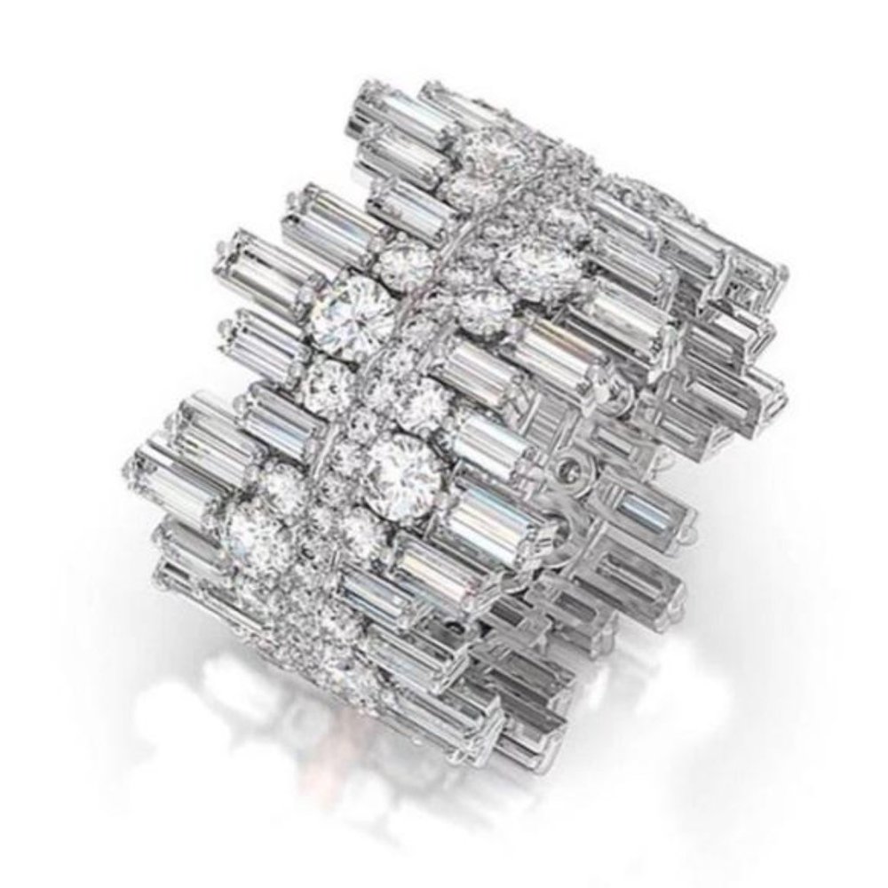 NEW 925 STERLING SILVER DIAMOND ROUND SQUARE RING, CUTE RING, SHINY RING. - Picture 5 of 6